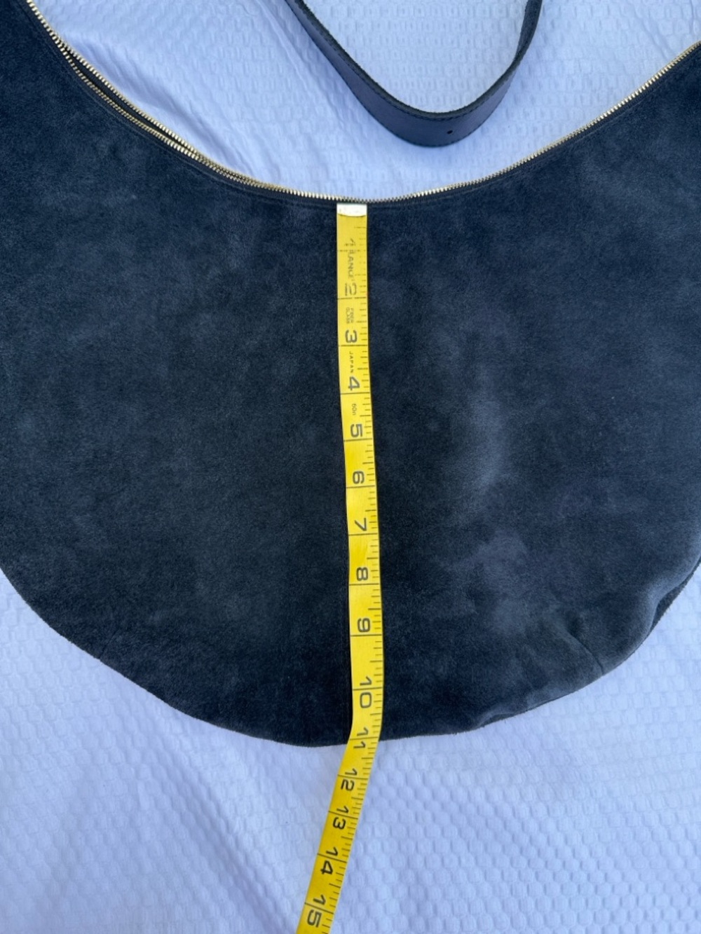MADEWELL Dark Blue Suede Shoulder and cross body Bag with Gold Hardware - Picture 8 of 13